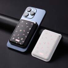 1个磁性防丢卡包，兼容和磁性手机，灵活收纳，超薄便携，男士PU皮革对折超薄钱包，带身份证窗口，商务/休闲皆宜，粉色花卉图案，圣诞节/新年/情人节/复活节礼物，送给家人和朋友的完美礼物，兼容安卓和大多数智能手机，送给母亲、家人、朋友、孩子、生日、节日的礼物，手机壳配件，手机粘垫 - 白色 - 查看 5