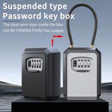 King of Cars 壁挂式密码保险箱，轻便悬挂式保险箱，用于存放重要物品、珠宝、贵重物品，入口处有钥匙锁箱