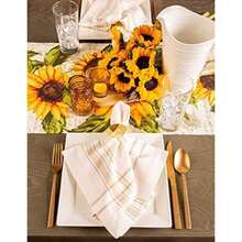 DII 70" Round Cotton Tablecloth, Grey & White Check - Perfect for Fall, Thanksgiving, Farmhouse Décor, Dinner Parties, Christmas, Picnics & Potlucks or Everyday Use(14x108") - Multicolor - Ver 3