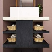 1 Roll Of Self-Adhesive Black Wood Grain Furniture Sticker Suitable For Bedroom Study Home Decoration,Touchable Paper Cabinets Tables And Vinyl Decorative Wallpaper For Renovating Wall Decorations - Black - View 5