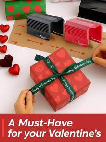 Cortador de papel de regalo mejorado para el Día de San Valentín - Herramienta de corte de papel de regalo, bordes lisos sin esfuerzo, diseño de hoja oculta para , herramienta de manualidades de envoltura de regalos DIY, adecuada para fiestas, cumpleaños, aniversarios - Nueva cortadora de papel - Ver 5