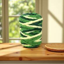 35oz Super Bulky Chenille Yarn, Ombre Space-Dyed Fluffy Yarn For Arm Knitting, Giant Striped Yarn For Blanket Pet Bed - Multicolor - View 13