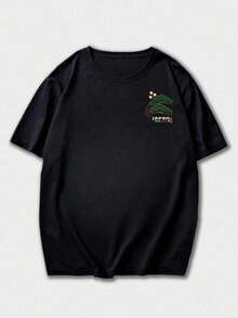 男士休闲百搭简约日式仙鹤印花短袖T恤