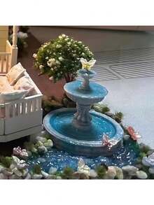 3D打印三层经典喷泉模型 - 精致的微缩景观中心摆件，适用于微缩景观、战棋地形、桌面角色扮演游戏场景、建筑模型、仙境花园和微缩模型收藏，微缩模型配件 - 彩色 - 查看 8