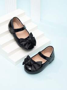 2026 Spring New Girls Bowknot Cute Princess Style Hook And Loop Flat Shoes For Infants - Black - View 2
