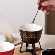 1pc, Ceramic, Detachable Chocolate Melting Furnace, Chocolate Melting Device With A Metal Stand, Suitable For Cooking Chocolate, Butter, Cheese, Etc. – A Small Kitchen Tool. - Multicolor - View 7