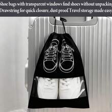 Black Travel Essential 5/10pcs Shoes Storage Bag With Rope Travel Storage Bag With Secure Drawstring  Waterproof Beach Bag For Men And Women Travel Supplies, Home Storage And Organization Supplies Travel Accessories - 灰色 - 查看 14