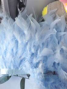1Yards Fluffy Turkey Feathers For Crafts Ribbon Feather Trim Fringe Feather Dancer Carnival Costumes Wedding Decoration
