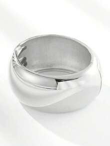 1pc Minimalist Smooth Finish Bangle Bracelet, Fashionable European & American Style - Vàng vàng - Xem 1