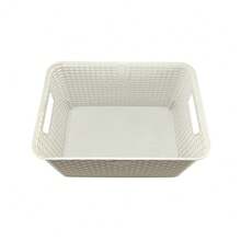Pack 2 Canastas Con Tapa Estilo Rattan Multiusos - Blanco - Ver 6