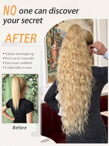 爪形马尾假发，金色，26英寸，水波纹耐热纤维合成马尾假发，适合女性在圣诞节、万圣节、音乐节、派对和日常使用。 - 金色 - 查看 4