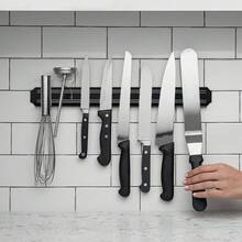1pc Powerful Magnetic Kitchen Knife Wall-Mounted Storage Rack, Metal Knife Magnet Knife Rack Kitchen Tool,Maintenance Tool Storage, Stationery Storage, Kitchenware Storage, Suitable For Storing Various Iron Items, Gifts For Men, Birthday Gifts, Valentine's Day Gifts - Black - View 2