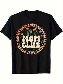 Camiseta gráfica del Club de Mamás Sobreestimuladas - Diseño Floral Siempre Cansada. Camiseta de manga corta con cuello redondo% algodón. Regalo divertido para el Día de la Madre para mujeres. Ajuste cómodo y casual. Camisetas de mamá. Ropa cómoda para el día a día. Diseño humorístico. Calidad de impresión duradera. Camiseta de mamá a. Material transpirable. Camiseta de la vida de mamá. Humor de la Paternidad - Negro - Ver 7