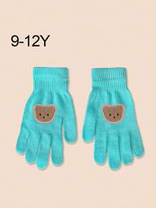 1 双 [4-8 岁] 儿童卡通可爱图案弹力针织手套，多种尺码和颜色可选，秋冬季保暖手套，儿童单层轻便高弹手套，防风手套，适合日常休闲穿着、户外活动、通勤和徒步旅行。 - 彩色 - 查看 25