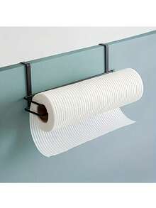 1pc Easy Install Black Metal Paper Towel Holder - Wall Mounted, No Drilling Design, Suitable For Kitchen And Bathroom Organization - Multicolor - View 4