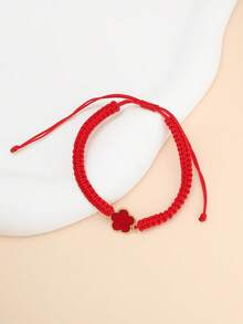 1pc Fashionable Minimalist Lucky Clover Handmade Woven Drawstring Bracelet, Adjustable Size, Versatile & Elegant For Women And Girls - Five-leaf Clover Bracelet - View 13