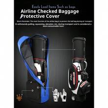 PGM Golf Travel Bag With Wheels, Single Layer Foldable Golf Bag Carrier, HKB002 - Black - View 9