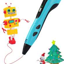 带液晶显示屏的3D打印笔，三档速度调节，1.75mm PLA耗材，专业DIY创意手工绘画，生日礼物 - 藍色 - 查看 3