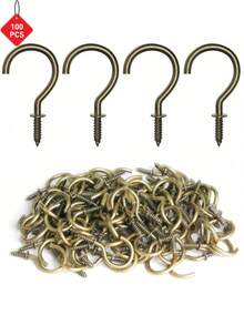 50/100 Pieces Screw Hook, 1 Inch (Approximately 2.5 Cm) Metal Cup Hook Screw Hook Heavy Duty Screw Wood Wall Ceiling Hook Plant Hook Indoor Outdoor For Tableware Craft Basket Lamp Wreath - Bronze, Christmas Decoration, Party Hook - Multicolor - View 16