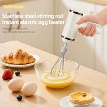 OBOVAY 1个家用手持式三速电动打蛋器，无线充电，小型自动可调齿轮打蛋器，800mAh - 彩色 - 查看 2