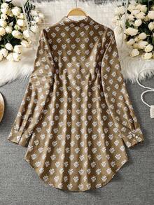 女士长袖全印花前扣阿拉伯风格上衣 - 彩色 - 查看 2