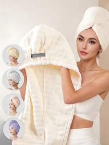 1 chiếc khăn lau tóc bằng vải lông san hô cỡ lớn và dày, siêu thấm hút, màu trơn, thiết kế tối giản, phù hợp cho cả tóc ngắn và tóc dài, khăn tắm gia đình, thích hợp cho tiệm làm đẹp, khách sạn, sân vận động, vật dụng thiết yếu trong gia đình, có thể dùng làm khăn lau tóc. - Nhiều màu - Xem 1