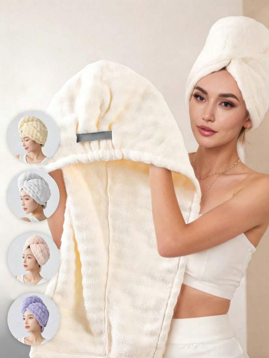 1 chiếc khăn lau tóc bằng vải lông san hô cỡ lớn và dày, siêu thấm hút, màu trơn, thiết kế tối giản, phù hợp cho cả tóc ngắn và tóc dài, khăn tắm gia đình, thích hợp cho tiệm làm đẹp, khách sạn, sân vận động, vật dụng thiết yếu trong gia đình, có thể dùng làm khăn lau tóc. - Nhiều màu - Xem 1