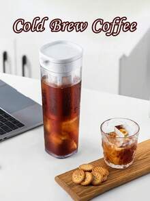 1pc Pink Green Brown White Cold Brew Coffee Maker, Iced Coffee Maker, Cold Brew Coffee And Tea Brewer, Easy Clean Mesh Filter (1L) - Multicolor - View 3