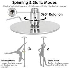 Stripper Dance Pole 45mm Spinning Static Dancing Pole With 88-108.1in Adjustable Height 551LBS Weight Capacity For Fitness Exercise Party Home Club Gym - Silver - View 5