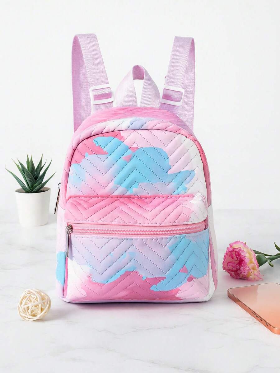 Girls Rainbow Quilted Design Novelty Bag - Red and Purple - View 1