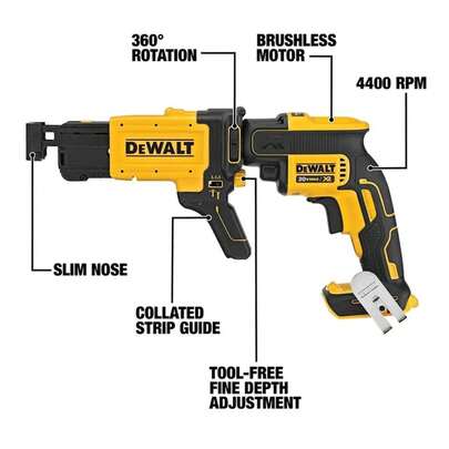 1/2Pcs Brushless Cordless Drywall Screw Gun 20V/ Attachment Brushless 360° Rotation Nail Gun Bare DCF620N/ DCF6202