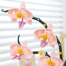 1000+Pcs Pink Orchid Building Block Set, Flexible Petal Joints, DIY Orchid Potted Plant Building Blocks, Adult Building Block Set, Suitable For Home Decor, Office Desk Decor, Display Window Decor, Valentine's Day Gift, Birthday Gift, New Year Gift - Multicolor - View 12