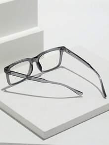 2pcs Men's Metal Decor Vintage Classic Rivet Campus Business Style Clear Lens Glasses (With Glasses Strap) - 2 Sets Of Translucent Gray Frames/plain Films - View 2