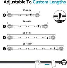 Black Curtain Rods For Windows 28 To 48 Inch, 5/8 Diameter Heavy Duty Metal Adjustable Small Drapery Rod With Bracket,Curtain Rods,Curtain Rods For Windows,Curtain Rods - Black - View 6