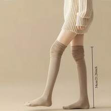 1 Paio di calze lunghe sopra il ginocchio da donna, design a tinta unita, adatte per attività all'aperto, con tecnologia di stabilità di supporto per comfort tutto il giorno e vestibilità morbida e aderente. - Multicolore - Visualizzare 4