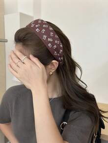 1pc Minimalist Cute Bear Print Fabric Headband, Versatile Daily Wear High Crown Hair Hoop, Washing Face & Hair Accessory - Multicolor - View 10