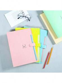A4 Stylish Smiling Face Student Document Organizer Accordion File Folder - Purple + Index Sticker - Orchid In a Secluded Valley - View 2