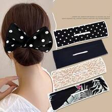 1pc Black Elegant Bun Hair Maker, Bow Hair Accessory, Summer Vacation Essential Makeup Headband Home Decor Summer Set Women's Headband Hair Accessories Hair Clip Hair Tie Girls School Supplies Makeup Headband Hair Accessories - Random Style - View 1