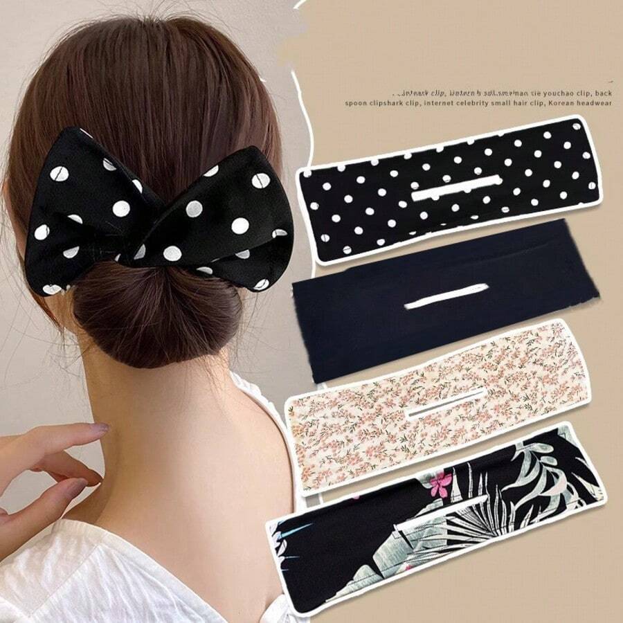 1pc Black Elegant Bun Hair Maker, Bow Hair Accessory, Summer Vacation Essential Makeup Headband Home Decor Summer Set Women's Headband Hair Accessories Hair Clip Hair Tie Girls School Supplies Makeup Headband Hair Accessories - Random Style - View 1