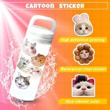 50 piezas Pegatinas impermeables con diseño de cabeza de gato lindo, adecuadas para coches, portátiles, fundas de teléfono, maletas, botellas de agua, tazas, monopatines y piezas de automóvil