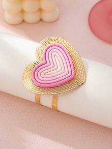 1 Fashionable And Cute Gradient Heart-Shaped Open Bracelet (No Gift Box) - Multicolor - View 3