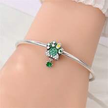 Mặt dây chuyền hình bùa hộ mệnh đá quý xanh hoạt hình mạ bạc bán chạy nhất, phù hợp để tự làm vòng tay, món quà trang sức thời trang dành cho nữ nhân dịp sinh nhật. - Nhiều màu - Xem 2