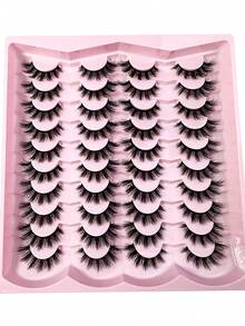 20Pairs False Eyelashes Manga Lashes Cat Eye Lashes Faux Mink Eyelashes Fox Eye Eyelashes Natural Full Lashes Cosplay Travel Essentials Makeup Tools - màu đen - Xem 6