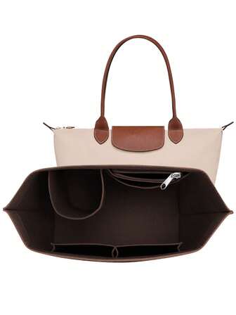 Filtinsats för handväska Le Pliage L tygväska och M handväska, dragkedja för lång Champ-väska med mugghållare, damväskor med avdelare och 8 fack