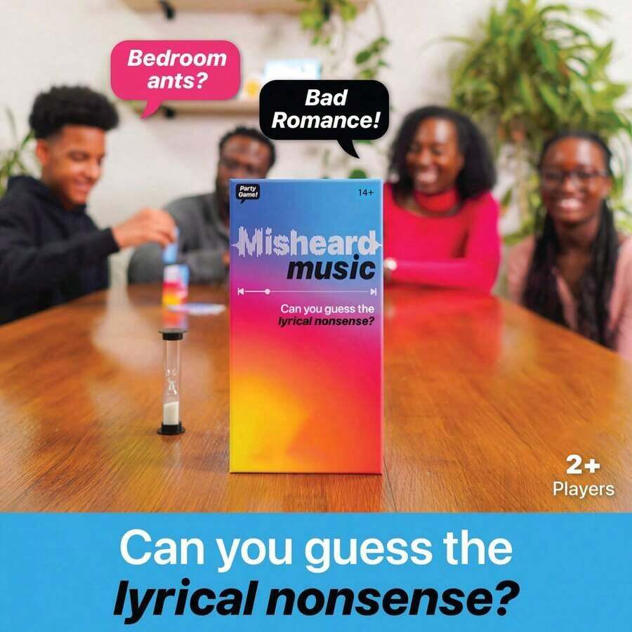 Misheard Lyrics  Party  Game - Fun Lyric Guessing Game With 500 Nonsensical Lyrics, Party Game For Adults, Teens, Kids - Karaoke Night, Game Night, Family Game Night - Icebreaker For Parties And Gatherings - Card Game, Social Gathering Game - 聽錯音樂 - 查看 1