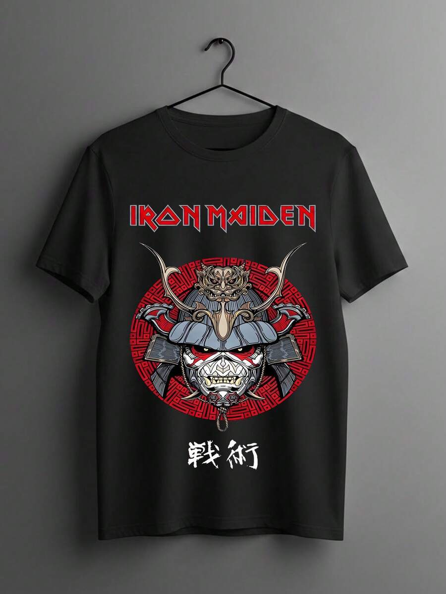 Iron Rock Maiden Band T-Shirt International Print Shirt Oversized Blouse Unisex Male Female 100% Cotton Premium Streetwear Immediate Shipping - màu đen - Xem 1