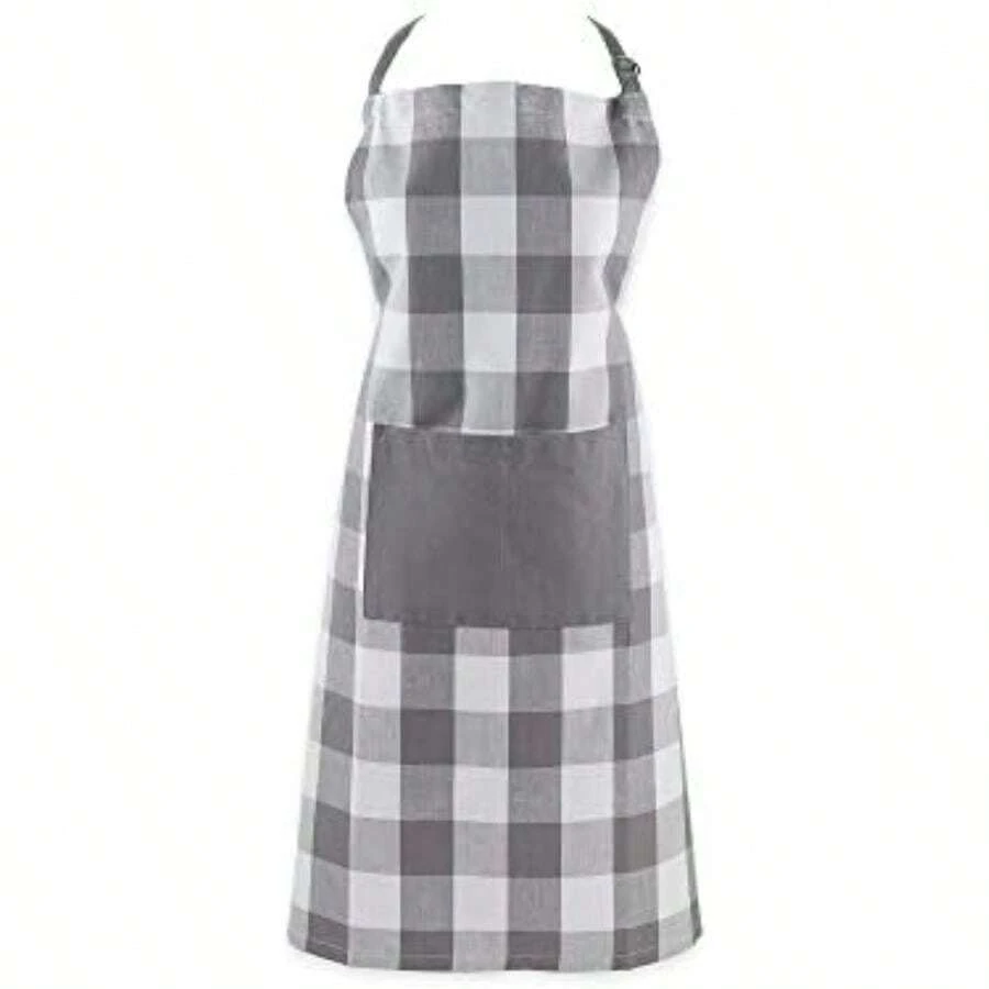 DII 70" Round Cotton Tablecloth, Grey & White Check - Perfect for Fall, Thanksgiving, Farmhouse Décor, Dinner Parties, Christmas, Picnics & Potlucks or Everyday Use(Talla Única) - Multicolor - Ver 1