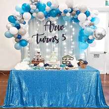 QueenDream 60x102 Inch sequin tablecloth for wedding and party decor-Silver(228.6 x 396.2 cm (Rectangular) Azul Aqua) - Multicolor - Ver 2