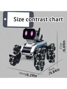 Đồ chơi robot chó điều khiển từ xa 8 bánh, điều khiển từ xa kép 2.4GHz & xe nhào lộn cảm biến cử chỉ có nhạc và nhảy múa, bánh xe Mecanum chống rơi, quà tặng đồ chơi điều khiển từ xa cho trẻ em trai và gái từ 6 tuổi trở lên. - Nhiều màu - Xem 4