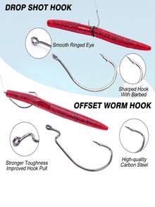 GOTURE 1set Bass Fishing Wacky Worm Tool Kit Senko Worms Wacky Rig Tool  Worm Hooks Drop Shot Hooks - Nhiều màu - Xem 7